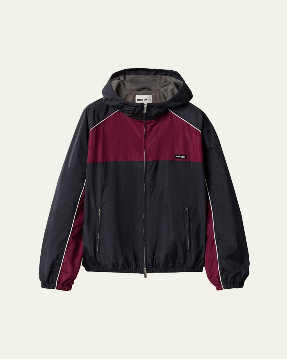 Colorblock Oversized Hooded Track Jacket